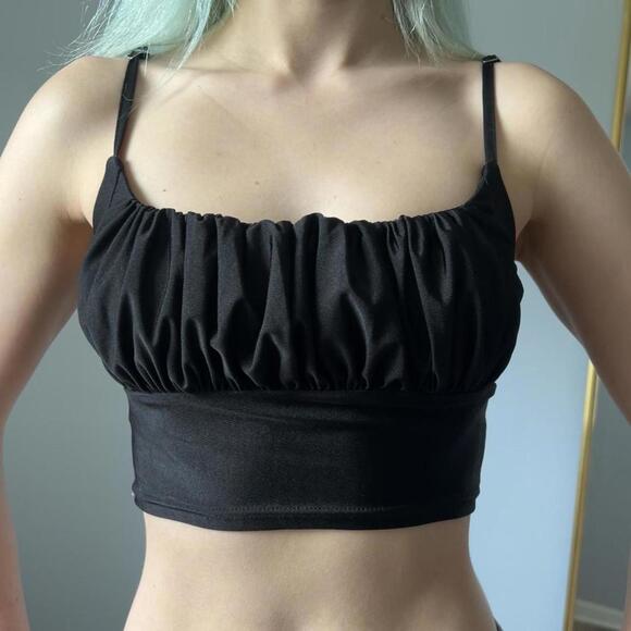 Black ruched going out tank top - Picture 4 of 7